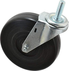 E.R. Wagner - 5" Diam x 1-1/4" Wide x 5-1/2" OAH Stem Mount Swivel Caster - Soft Rubber, 190 Lb Capacity, Delrin Bearing, 1/2-13 x 1-1/2" Threaded Stem - USA Tool & Supply