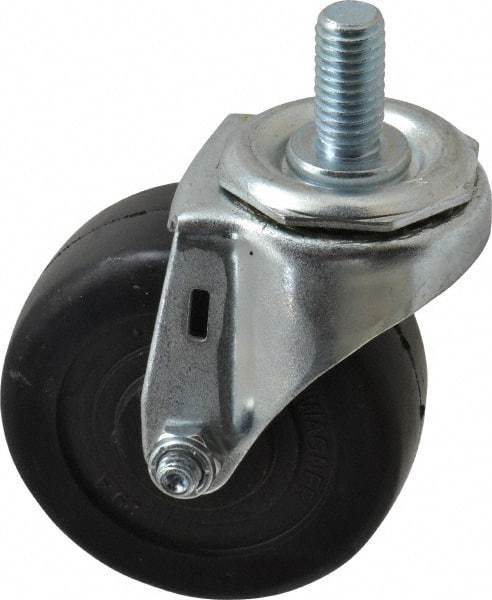 E.R. Wagner - 3" Diam x 1-1/4" Wide x 3-5/8" OAH Stem Mount Swivel Caster - Soft Rubber, 125 Lb Capacity, Delrin Bearing, 1/2-13 x 1" Threaded Stem - USA Tool & Supply