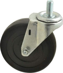 E.R. Wagner - 4" Diam x 1-1/4" Wide x 4-1/2" OAH Stem Mount Swivel Caster - Soft Rubber, 165 Lb Capacity, Delrin Bearing, 1/2-13 x 1" Threaded Stem - USA Tool & Supply