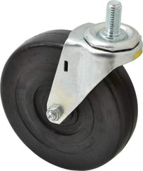 E.R. Wagner - 5" Diam x 1-1/4" Wide x 5-1/2" OAH Stem Mount Swivel Caster - Soft Rubber, 190 Lb Capacity, Delrin Bearing, 1/2-13 x 1" Threaded Stem - USA Tool & Supply