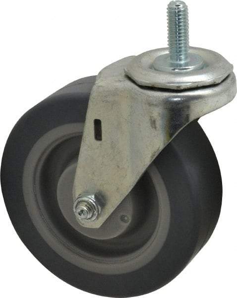 E.R. Wagner - 4" Diam x 1-1/4" Wide x 4-1/2" OAH Stem Mount Swivel Caster - TPR, 165 Lb Capacity, Delrin Bearing, 3/8-16 x 1" Threaded Stem - USA Tool & Supply