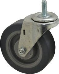 E.R. Wagner - 4" Diam x 1-1/4" Wide x 4-1/2" OAH Stem Mount Swivel Caster - TPR, 165 Lb Capacity, Delrin Bearing, 3/8-16 x 1" Threaded Stem - USA Tool & Supply