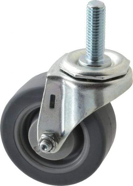 E.R. Wagner - 3" Diam x 1-1/4" Wide x 3-5/8" OAH Stem Mount Swivel Caster - TPR, 125 Lb Capacity, Delrin Bearing, 1/2-13 x 1-1/2" Threaded Stem - USA Tool & Supply