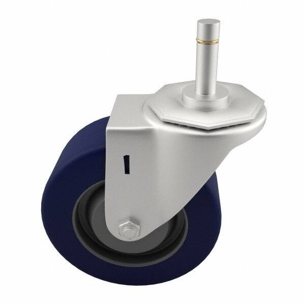 E.R. Wagner - 3" Diam x 1-1/4" Wide x 3-5/8" OAH Stem Mount Swivel Caster - Polyurethane, 210 Lb Capacity, Delrin Bearing, 7/16 x 1-3/8" Friction Stem - USA Tool & Supply
