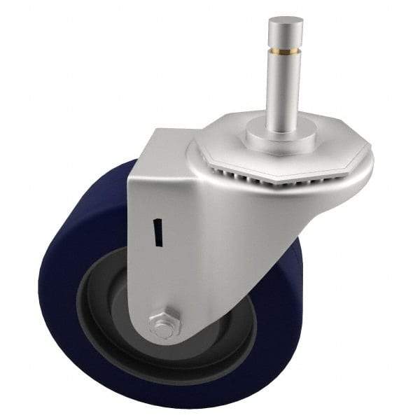 E.R. Wagner - 4" Diam x 1-1/4" Wide x 4-1/2" OAH Stem Mount Swivel Caster - Polyurethane, 275 Lb Capacity, Delrin Bearing, 7/16 x 1-3/8" Friction Stem - USA Tool & Supply