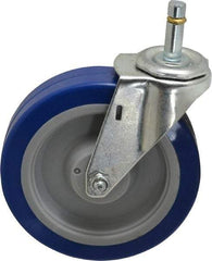 E.R. Wagner - 5" Diam x 1-1/4" Wide x 5-1/2" OAH Stem Mount Swivel Caster - Polyurethane, 280 Lb Capacity, Delrin Bearing, 7/16 x 1-3/8" Friction Stem - USA Tool & Supply
