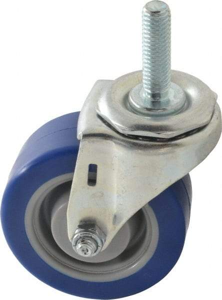 E.R. Wagner - 3" Diam x 1-1/4" Wide x 3-5/8" OAH Stem Mount Swivel Caster - Polyurethane, 210 Lb Capacity, Delrin Bearing, 7/16-14 x 1-1/2" Threaded Stem - USA Tool & Supply