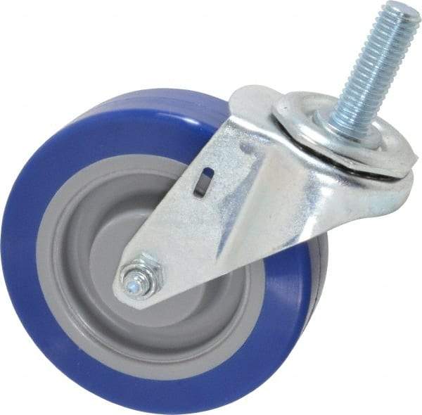 E.R. Wagner - 4" Diam x 1-1/4" Wide x 4-1/2" OAH Stem Mount Swivel Caster - Polyurethane, 275 Lb Capacity, Delrin Bearing, 1/2-13 x 1-1/2" Threaded Stem - USA Tool & Supply