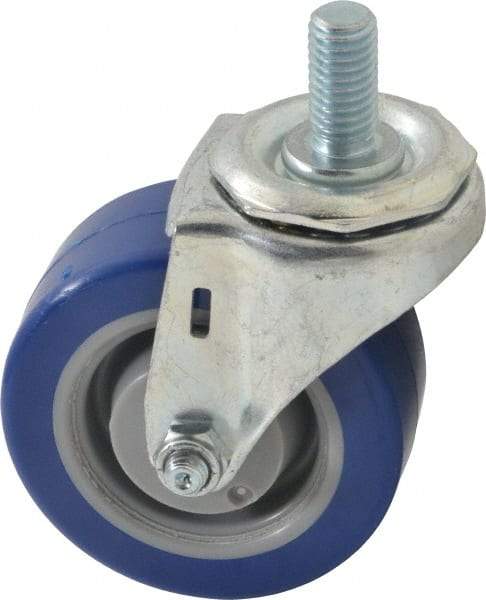 E.R. Wagner - 3" Diam x 1-1/4" Wide x 3-5/8" OAH Stem Mount Swivel Caster - Polyurethane, 210 Lb Capacity, Delrin Bearing, 1/2-13 x 1" Threaded Stem - USA Tool & Supply