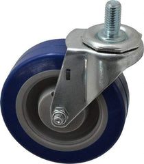 E.R. Wagner - 4" Diam x 1-1/4" Wide x 4-1/2" OAH Stem Mount Swivel Caster - Polyurethane, 275 Lb Capacity, Delrin Bearing, 1/2-13 x 1" Threaded Stem - USA Tool & Supply