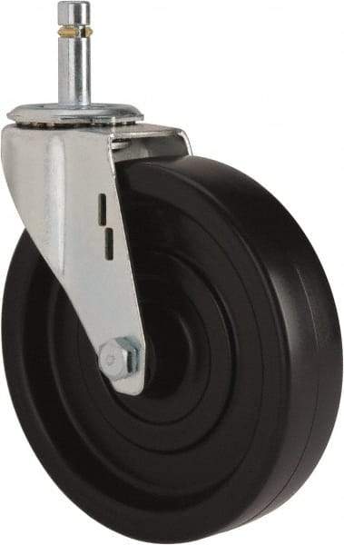 E.R. Wagner - 5" Diam x 1-1/4" Wide x 5-1/2" OAH Stem Mount Swivel Caster - Polyolefin, 280 Lb Capacity, Plain Bearing, 7/16 x 1-3/8" Friction Stem - USA Tool & Supply