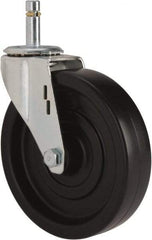 E.R. Wagner - 5" Diam x 1-1/4" Wide x 5-1/2" OAH Stem Mount Swivel Caster - Polyolefin, 280 Lb Capacity, Plain Bearing, 7/16 x 1-3/8" Friction Stem - USA Tool & Supply