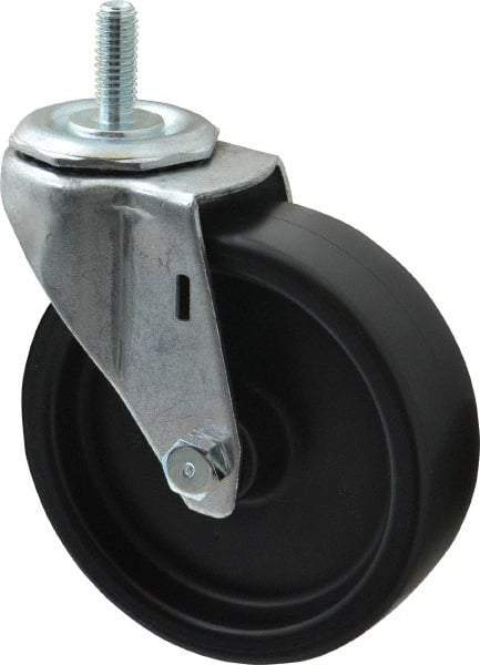 E.R. Wagner - 4" Diam x 1-1/4" Wide x 4-1/2" OAH Stem Mount Swivel Caster - Polyolefin, 255 Lb Capacity, Plain Bearing, 3/8-16 x 1" Threaded Stem - USA Tool & Supply