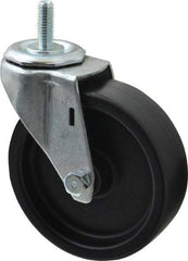 E.R. Wagner - 4" Diam x 1-1/4" Wide x 4-1/2" OAH Stem Mount Swivel Caster - Polyolefin, 255 Lb Capacity, Plain Bearing, 3/8-16 x 1" Threaded Stem - USA Tool & Supply