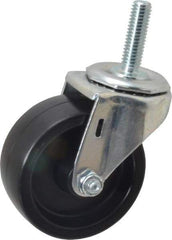 E.R. Wagner - 3" Diam x 1-1/4" Wide x 3-5/8" OAH Stem Mount Swivel Caster - Polyolefin, 210 Lb Capacity, Plain Bearing, 7/16-14 x 1-1/2" Threaded Stem - USA Tool & Supply