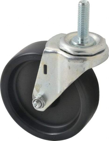 E.R. Wagner - 4" Diam x 1-1/4" Wide x 4-1/2" OAH Stem Mount Swivel Caster - Polyolefin, 255 Lb Capacity, Plain Bearing, 7/16-14 x 1-1/2" Threaded Stem - USA Tool & Supply