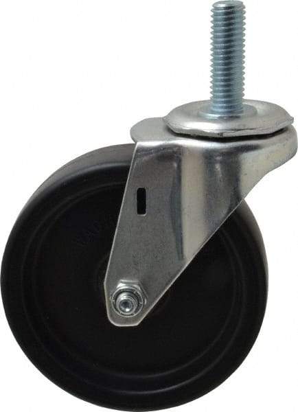E.R. Wagner - 4" Diam x 1-1/4" Wide x 4-1/2" OAH Stem Mount Swivel Caster - Polyolefin, 255 Lb Capacity, Plain Bearing, 1/2-13 x 1-1/2" Threaded Stem - USA Tool & Supply