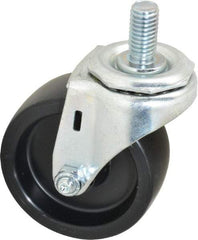 E.R. Wagner - 3" Diam x 1-1/4" Wide x 3-5/8" OAH Stem Mount Swivel Caster - Polyolefin, 210 Lb Capacity, Plain Bearing, 1/2-13 x 1" Threaded Stem - USA Tool & Supply