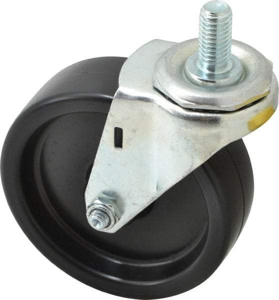 E.R. Wagner - 4" Diam x 1-1/4" Wide x 4-1/2" OAH Stem Mount Swivel Caster - Polyolefin, 255 Lb Capacity, Plain Bearing, 1/2-13 x 1" Threaded Stem - USA Tool & Supply