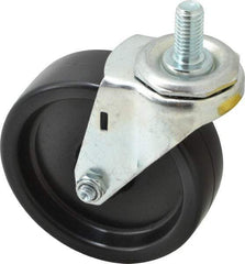 E.R. Wagner - 4" Diam x 1-1/4" Wide x 4-1/2" OAH Stem Mount Swivel Caster - Polyolefin, 255 Lb Capacity, Plain Bearing, 1/2-13 x 1" Threaded Stem - USA Tool & Supply