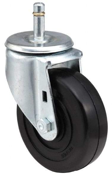 E.R. Wagner - 3-1/2" Diam x 1-1/4" Wide x 4-1/2" OAH Stem Mount Swivel Caster - Soft Rubber, 155 Lb Capacity, Delrin Bearing, 7/16 x 1-3/8" Friction Stem - USA Tool & Supply
