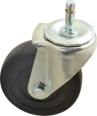 E.R. Wagner - 4" Diam x 1-1/4" Wide x 5" OAH Stem Mount Swivel Caster - Soft Rubber, 165 Lb Capacity, Delrin Bearing, 7/16 x 1-3/8" Friction Stem - USA Tool & Supply