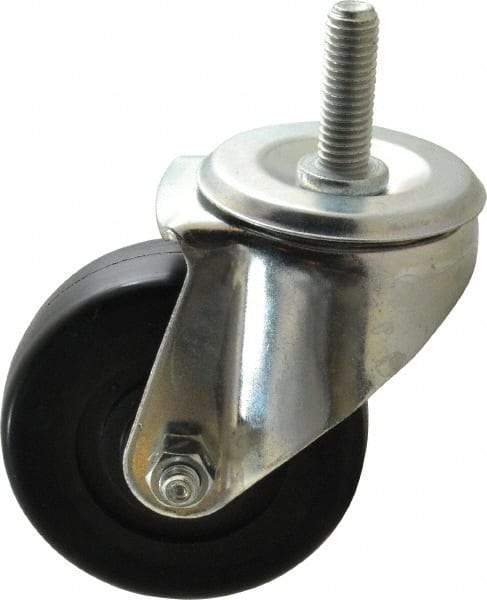 E.R. Wagner - 3-1/2" Diam x 1-1/4" Wide x 4-1/2" OAH Stem Mount Swivel Caster - Soft Rubber, 155 Lb Capacity, Delrin Bearing, 1/2-13 x 1-1/2" Threaded Stem - USA Tool & Supply