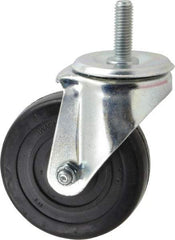 E.R. Wagner - 4" Diam x 1-1/4" Wide x 5" OAH Stem Mount Swivel Caster - Soft Rubber, 165 Lb Capacity, Delrin Bearing, 1/2-13 x 1-1/2" Threaded Stem - USA Tool & Supply