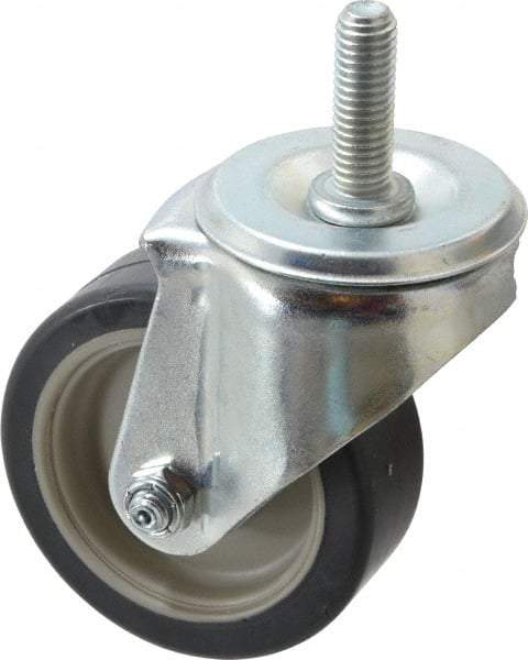 E.R. Wagner - 3-1/2" Diam x 1-1/4" Wide x 4-1/2" OAH Stem Mount Swivel Caster - TPR, 155 Lb Capacity, Delrin Bearing, 1/2-13 x 1-1/2" Threaded Stem - USA Tool & Supply