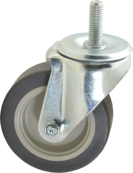 E.R. Wagner - 4" Diam x 1-1/4" Wide x 5" OAH Stem Mount Swivel Caster - TPR, 165 Lb Capacity, Delrin Bearing, 1/2-13 x 1-1/2" Threaded Stem - USA Tool & Supply