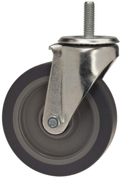 E.R. Wagner - 5" Diam x 1-1/4" Wide x 6-1/8" OAH Stem Mount Swivel Caster - TPR, 200 Lb Capacity, Delrin Bearing, 1/2-13 x 1-1/2" Threaded Stem - USA Tool & Supply