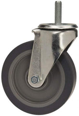 E.R. Wagner - 5" Diam x 1-1/4" Wide x 6-1/8" OAH Stem Mount Swivel Caster - TPR, 200 Lb Capacity, Delrin Bearing, 1/2-13 x 1-1/2" Threaded Stem - USA Tool & Supply