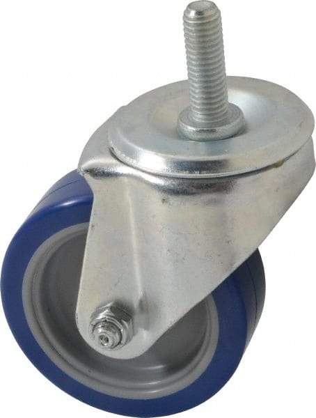 E.R. Wagner - 3-1/2" Diam x 1-1/4" Wide x 4-1/2" OAH Stem Mount Swivel Caster - Polyurethane, 250 Lb Capacity, Delrin Bearing, 1/2-13 x 1-1/2" Threaded Stem - USA Tool & Supply