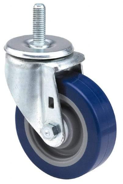 E.R. Wagner - 5" Diam x 1-1/4" Wide x 6-1/8" OAH Stem Mount Swivel Caster - Polyurethane, 300 Lb Capacity, Delrin Bearing, 1/2-13 x 3/4" Threaded Stem - USA Tool & Supply