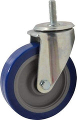 E.R. Wagner - 5" Diam x 1-1/4" Wide x 6-1/8" OAH Stem Mount Swivel Caster - Polyurethane, 300 Lb Capacity, Delrin Bearing, 1/2-13 x 1-1/2" Threaded Stem - USA Tool & Supply