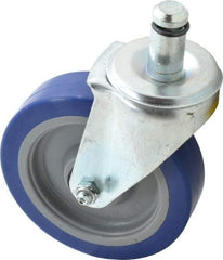 E.R. Wagner - 5" Diam x 1-1/4" Wide x 6-1/8" OAH Stem Mount Swivel Caster - Polyurethane, 300 Lb Capacity, Delrin Bearing, 13/16 x 1-3/4" Friction Stem - USA Tool & Supply