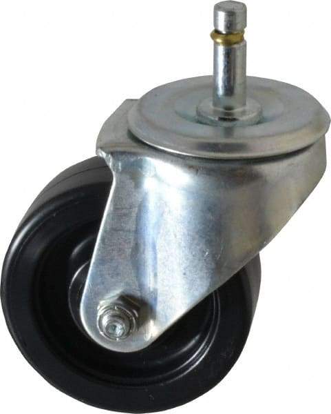 E.R. Wagner - 3-1/2" Diam x 1-1/4" Wide x 4-1/2" OAH Stem Mount Swivel Caster - Polyolefin, 250 Lb Capacity, Delrin Bearing, 7/16 x 1-3/8" Friction Stem - USA Tool & Supply
