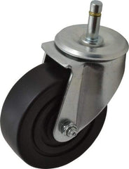 E.R. Wagner - 4" Diam x 1-3/8" Wide x 5" OAH Stem Mount Swivel Caster - Polyolefin, 275 Lb Capacity, Delrin Bearing, 7/16 x 1-3/8" Friction Stem - USA Tool & Supply