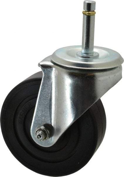 E.R. Wagner - 4" Diam x 1-3/8" Wide x 5" OAH Stem Mount Swivel Caster - Polyolefin, 275 Lb Capacity, Delrin Bearing, 7/16 x 1-29/32" Friction Stem - USA Tool & Supply