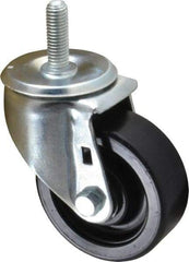 E.R. Wagner - 3-1/2" Diam x 1-1/4" Wide x 4-1/2" OAH Stem Mount Swivel Caster - Polyolefin, 250 Lb Capacity, Delrin Bearing, 1/2-13 x 1-1/2" Threaded Stem - USA Tool & Supply