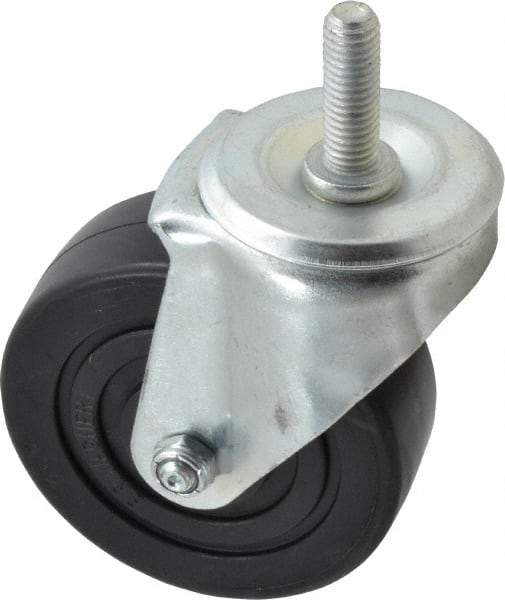 E.R. Wagner - 4" Diam x 1-3/8" Wide x 5" OAH Stem Mount Swivel Caster - Polyolefin, 275 Lb Capacity, Delrin Bearing, 1/2-13 x 1-1/2" Threaded Stem - USA Tool & Supply