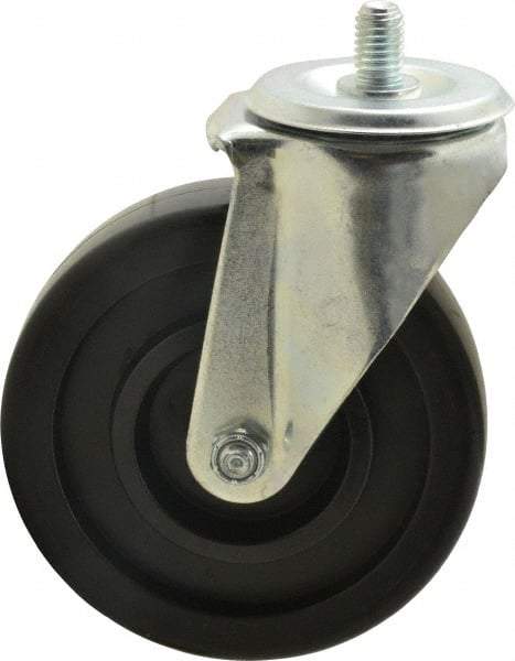 E.R. Wagner - 5" Diam x 1-3/8" Wide x 6-1/8" OAH Stem Mount Swivel Caster - Polyolefin, 300 Lb Capacity, Delrin Bearing, 1/2-13 x 3/4" Threaded Stem - USA Tool & Supply