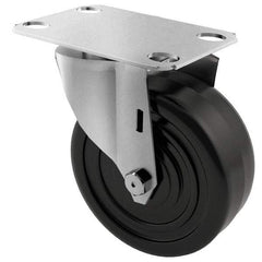 E.R. Wagner - 4" Diam x 1-1/4" Wide x 4-11/16" OAH Top Plate Mount Swivel Caster - Soft Rubber, 165 Lb Capacity, Delrin Bearing, 2-3/4 x 3-3/4" Plate - USA Tool & Supply