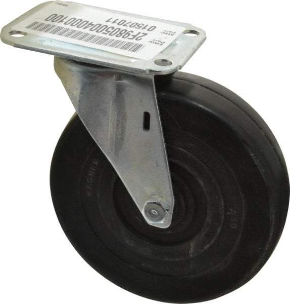 E.R. Wagner - 5" Diam x 1-1/4" Wide x 5-5/8" OAH Top Plate Mount Swivel Caster - Soft Rubber, 190 Lb Capacity, Delrin Bearing, 2-3/4 x 3-3/4" Plate - USA Tool & Supply