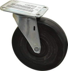 E.R. Wagner - 5" Diam x 1-1/4" Wide x 5-5/8" OAH Top Plate Mount Swivel Caster - Soft Rubber, 190 Lb Capacity, Delrin Bearing, 2-3/4 x 3-3/4" Plate - USA Tool & Supply