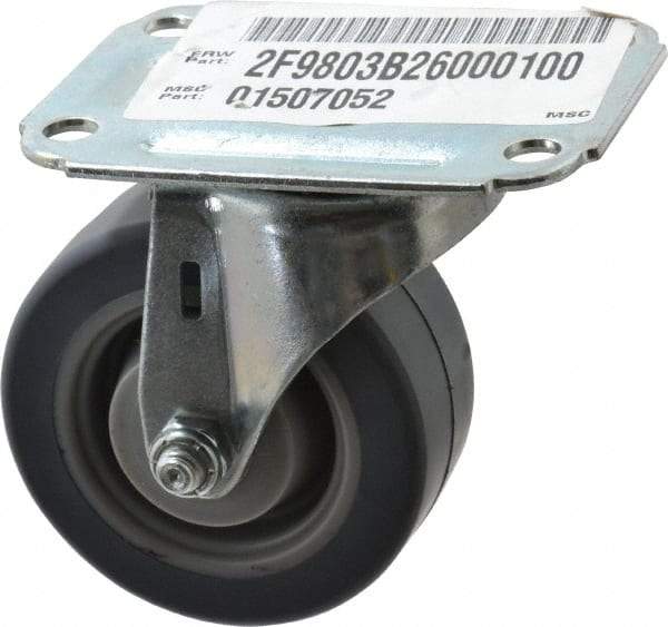 E.R. Wagner - 3" Diam x 1-1/4" Wide x 3-3/4" OAH Top Plate Mount Swivel Caster - TPR, 125 Lb Capacity, Delrin Bearing, 2-3/4 x 3-3/4" Plate - USA Tool & Supply