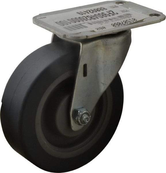 E.R. Wagner - 4" Diam x 1-1/4" Wide x 4-11/16" OAH Top Plate Mount Swivel Caster - TPR, 165 Lb Capacity, Delrin Bearing, 2-3/4 x 3-3/4" Plate - USA Tool & Supply