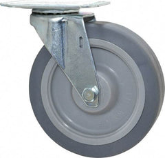 E.R. Wagner - 5" Diam x 1-1/4" Wide x 5-5/8" OAH Top Plate Mount Swivel Caster - TPR, 190 Lb Capacity, Delrin Bearing, 2-3/4 x 3-3/4" Plate - USA Tool & Supply