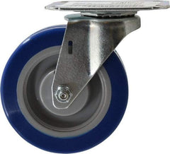 E.R. Wagner - 4" Diam x 1-1/4" Wide x 4-11/16" OAH Top Plate Mount Swivel Caster - Polyurethane, 275 Lb Capacity, Delrin Bearing, 2-3/4 x 3-3/4" Plate - USA Tool & Supply