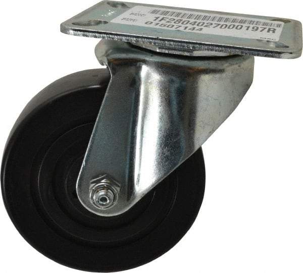 E.R. Wagner - 4" Diam x 1-3/8" Wide x 5-1/16" OAH Top Plate Mount Swivel Caster - Polyolefin, 300 Lb Capacity, Plain Bearing, 3-1/8 x 4-1/8" Plate - USA Tool & Supply